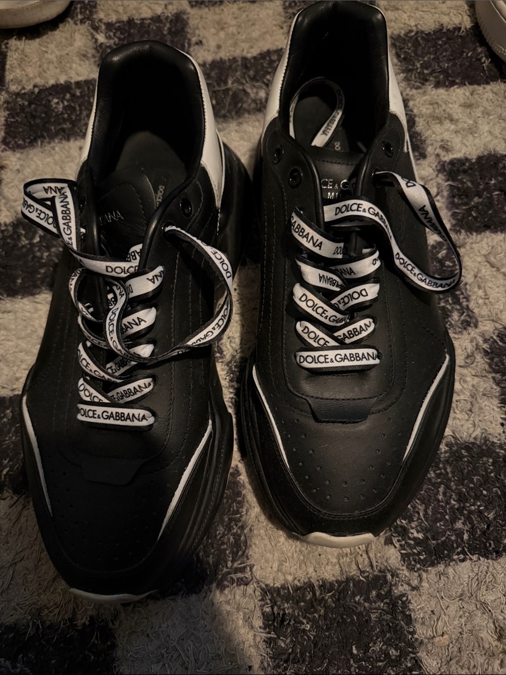 Dolce & Gabbana Black and White Men's Logo Lace Sneakers